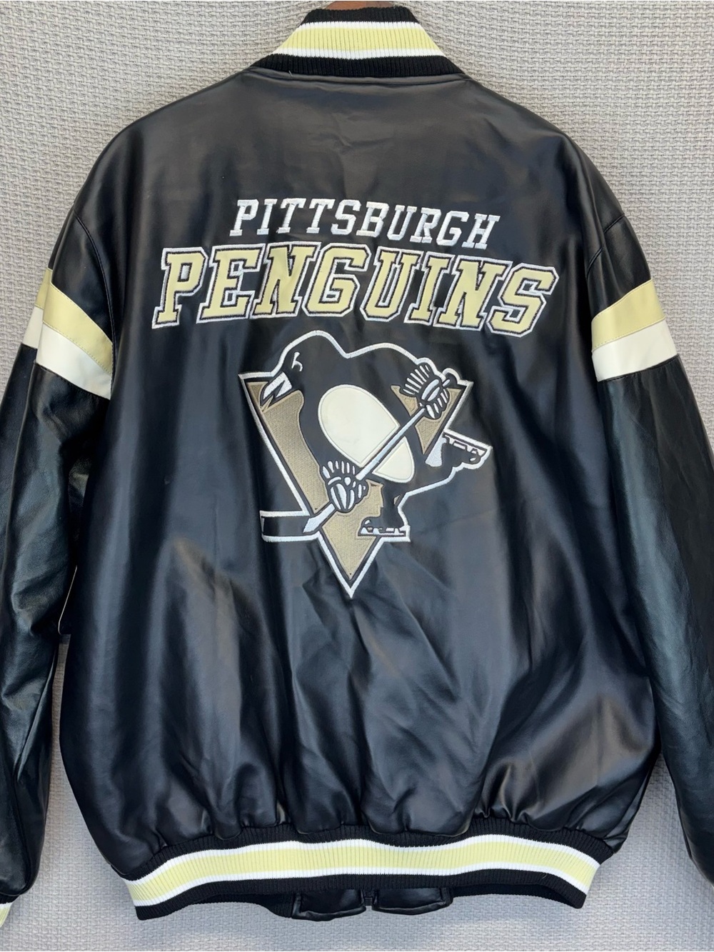 NHL Pittsburgh Penguins Black & Gold Varsity Bomber Jacket